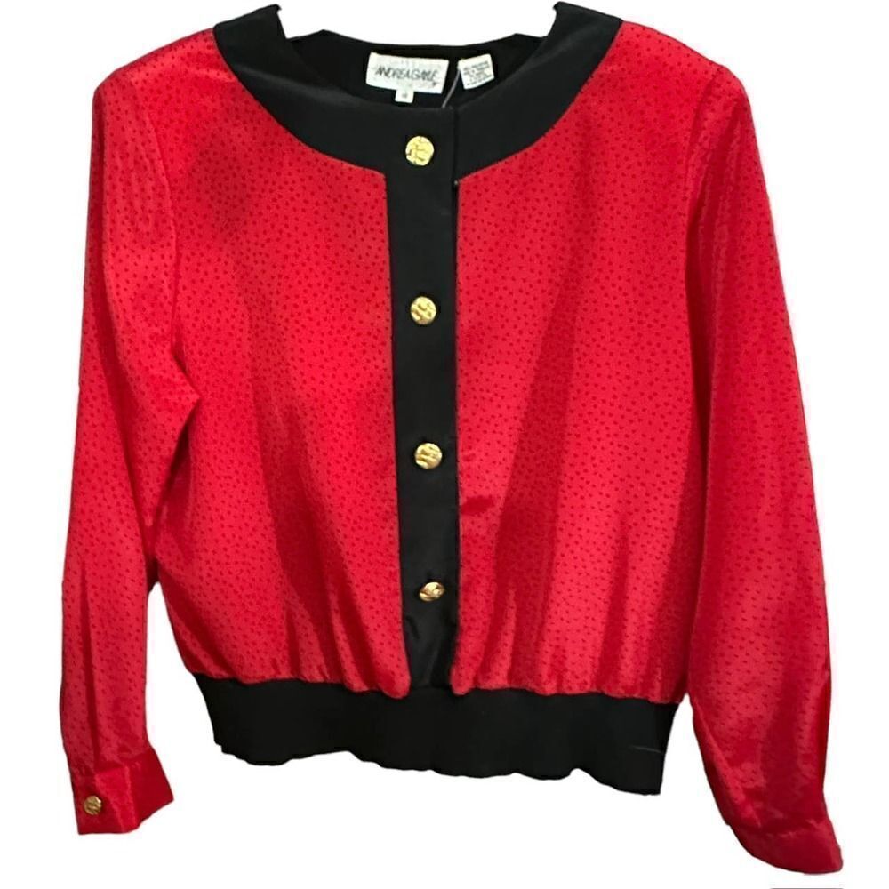 Vintage Andrea Gayle Two Piece Red & Black Dotted Skirt Set - Picture 4 of 16